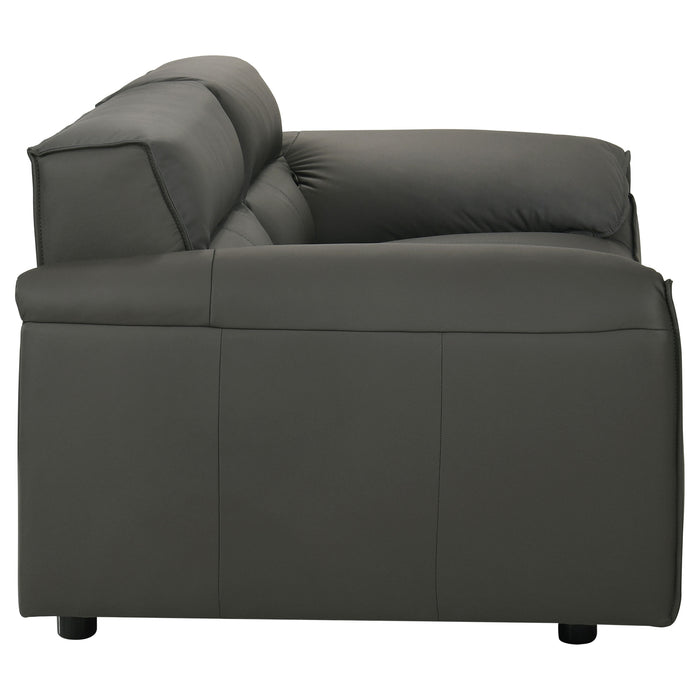 Buxton 2-piece Leather Upholstered Sofa Set Graphite