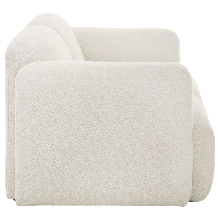 Dorset Fabric Upholstered Round Track Arm Loveseat White