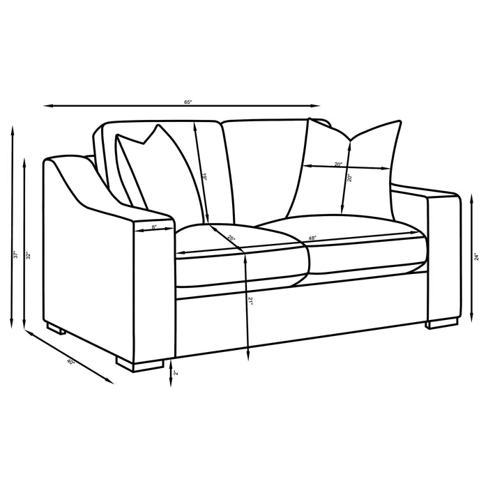 Ashlyn Fabric Upholstered Track Arm Loveseat Sand