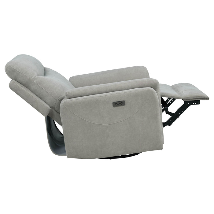 Adler Upholstered Power Swivel Glider Recliner Greige