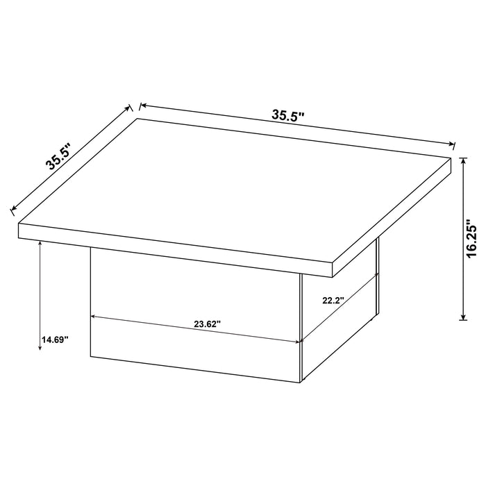 Devar Square Engineered Wood Cocktail Coffee Table Black