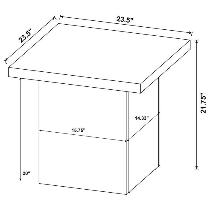 Devar 2-piece Square Coffee End Table Set White High Gloss
