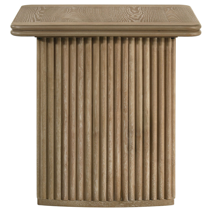 Adina Square Wood Side End Table Distressed Light Brown