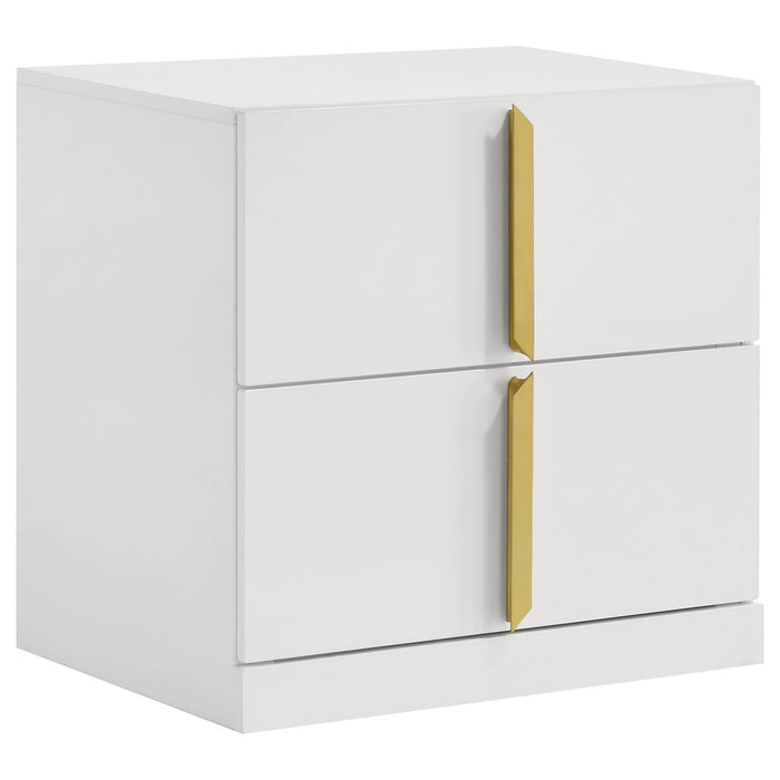 Ines 4-piece Eastern King Bedroom Set Navy and White High Gloss