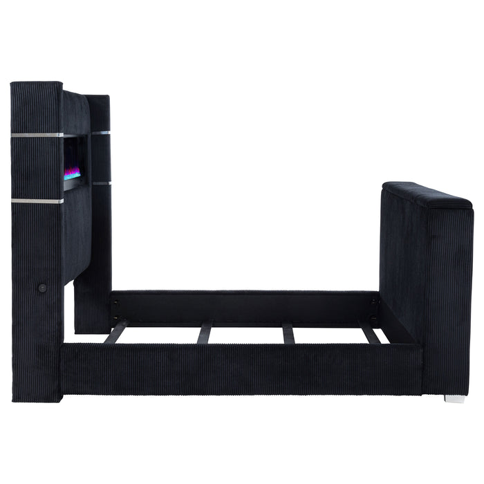 Tisdall California King Flame Visualizer TV Bed Black