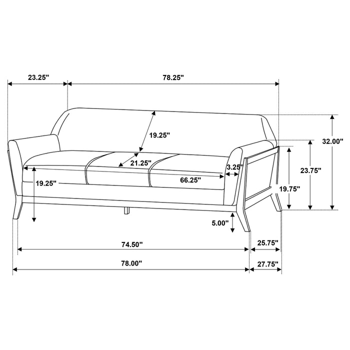 Vaughn 2-piece Fabric Upholstered Flared Arm Sofa Set Grey