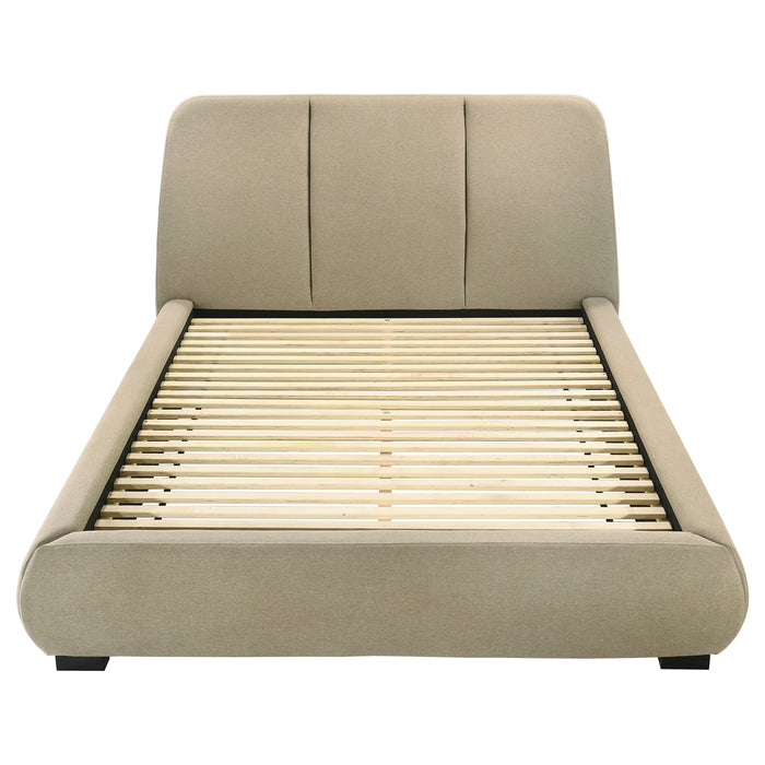 Mokena 46-inch Upholstered Eastern King Platform Bed Brown