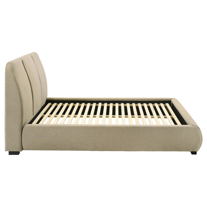 Mokena 46-inch Upholstered Eastern King Platform Bed Brown