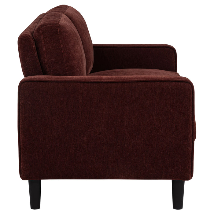 Ruth 2-piece Fabric Upholstered Track Arm Sofa Rust Red