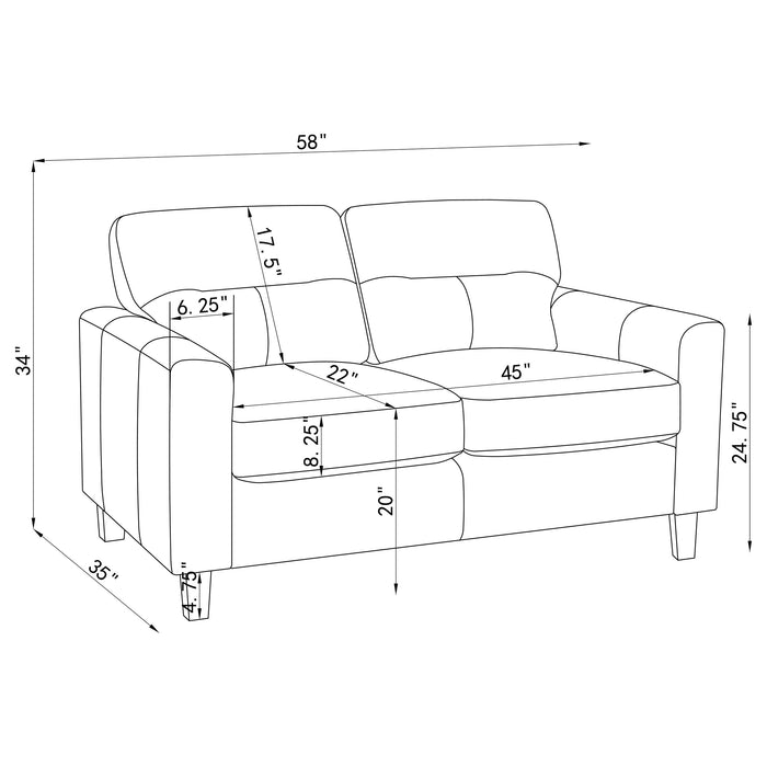 Scotland 3-piece Faux Leather Upholstered Sofa Set Brown