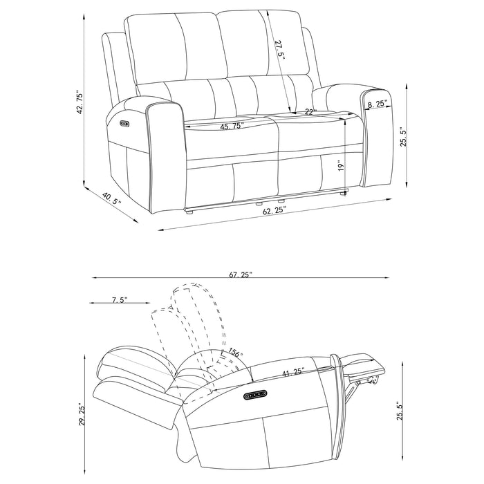 Brickston Triple Power Reclining Loveseat Charcoal
