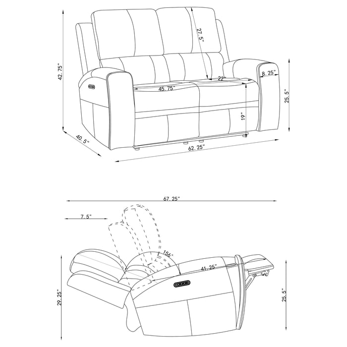 Brickston 2-piece Triple Power Reclining Sofa Set Grey