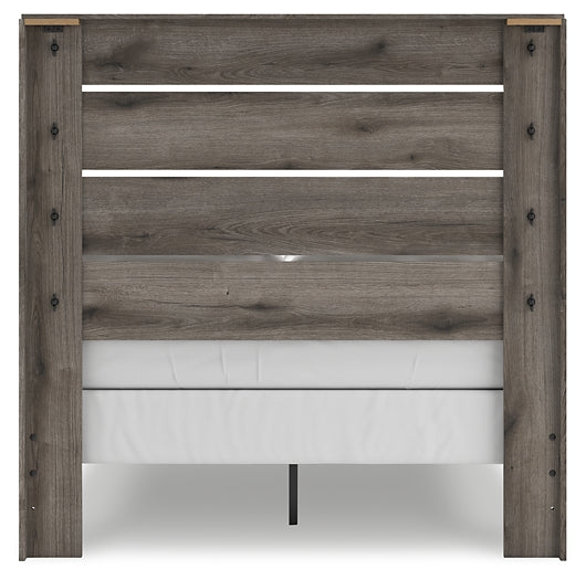 Graystorm Full Panel Bed with Mirrored Dresser, Chest and Nightstand