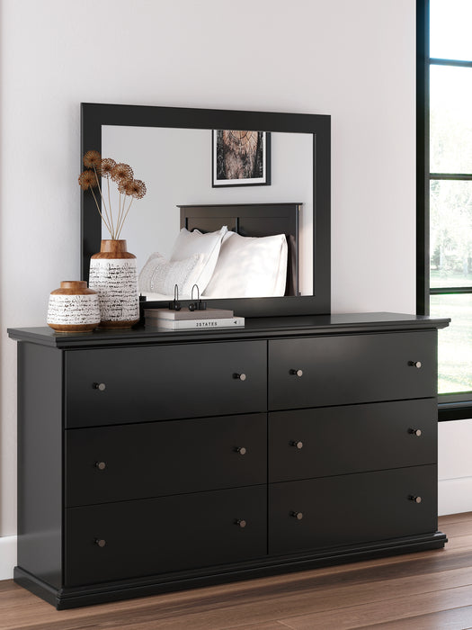 Maribel Twin Panel Bed with Mirrored Dresser and Nightstand