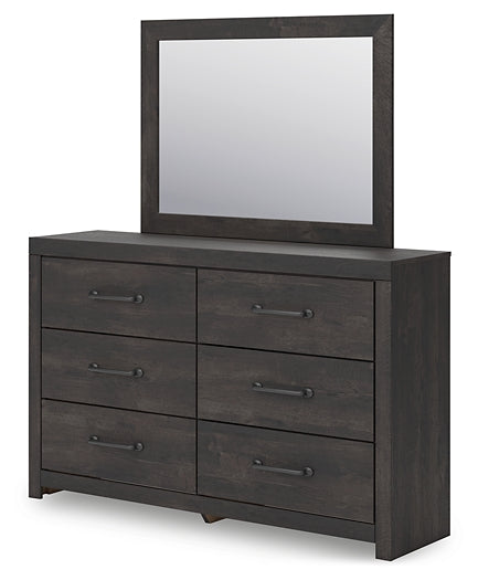 Hollivern Full Panel Bed with Mirrored Dresser
