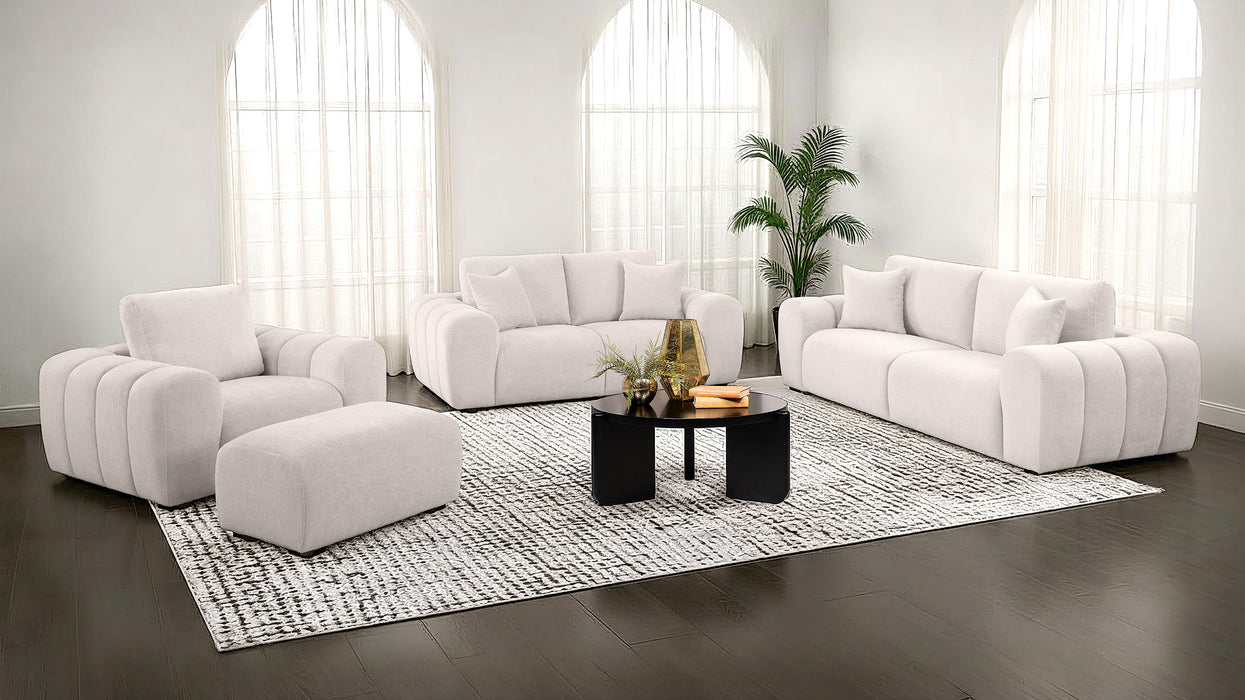 Burnett Chenille Upholstered Ottoman Ivory
