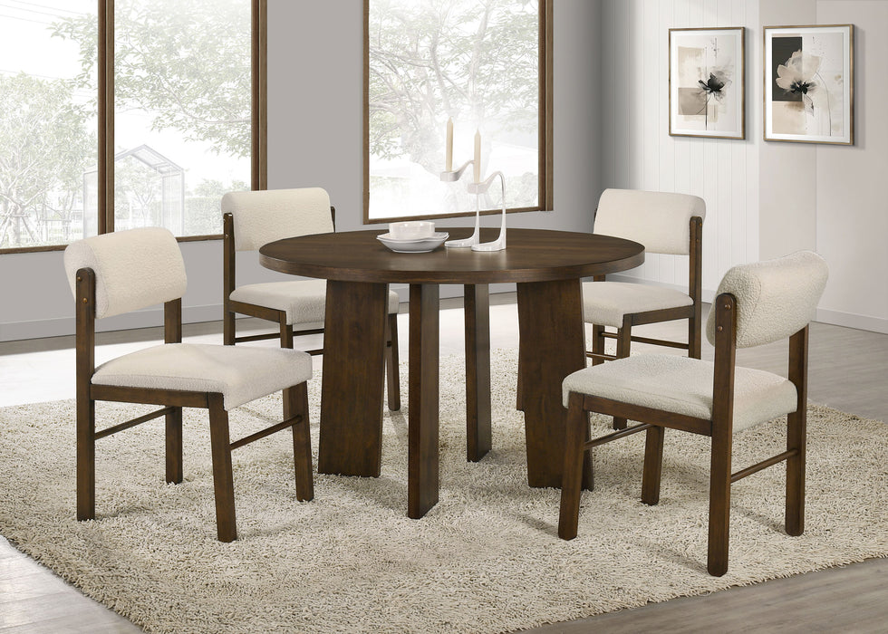 Strouse 5-piece Dining Set Cream and Walnut
