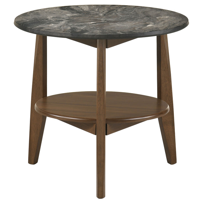 Bradley 3-Piece Round SmartTop Coffee Table Set Smokey Grey and Brown