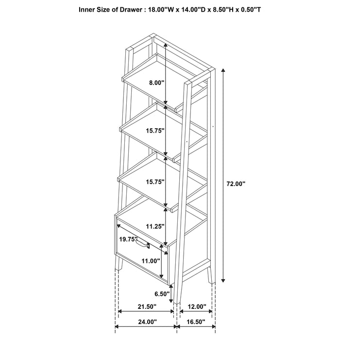 Fabian 2-piece 3-shelf Bookshelf with Drawer Distressed Light Brown