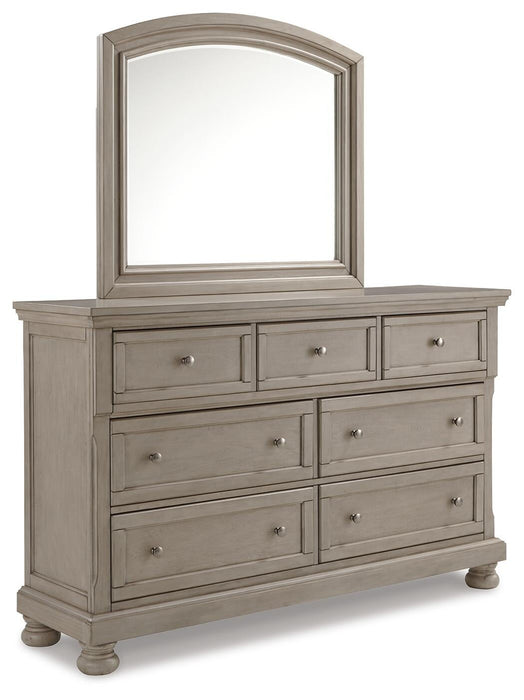 Lettner Queen Panel Bed with Mirrored Dresser, Chest and Nightstand