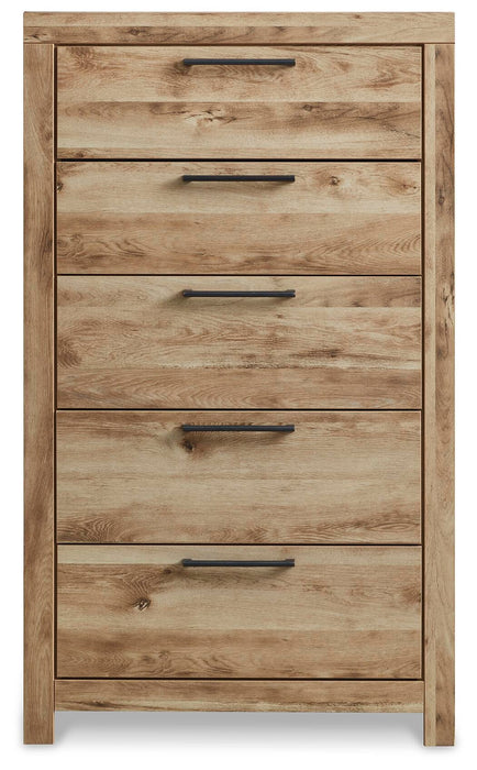 Hyanna Twin Panel Bed with 1 Side Storage, Dresser, Mirror, Chest and Nightstand