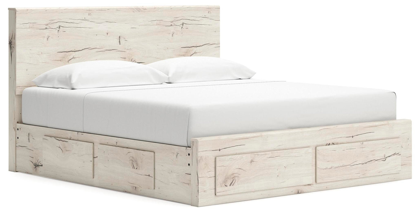 Lawroy King Panel Storage Bed, Dresser, Mirror and Nightstand