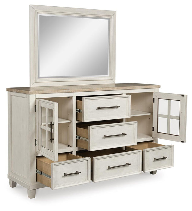Shaybrock King Panel Bed, Dresser, Mirror and Nightstand