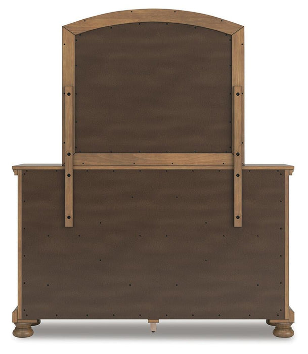 Feddinger California King Storage Sleigh Bed with Mirrored Dresser, Chest and Nightstand