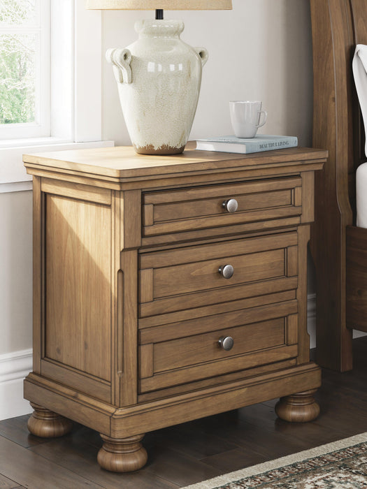 Feddinger California King Storage Sleigh Bed with Mirrored Dresser, Chest and Nightstand