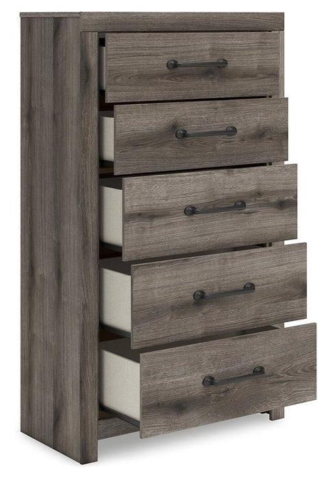 Graystorm Twin Panel Storage Bed, Dresser, Mirror, Chest and Nightstand