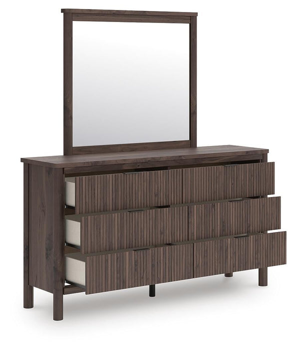 Pamytta Full Panel Platform Bed, Dresser, Mirror and Nightstand