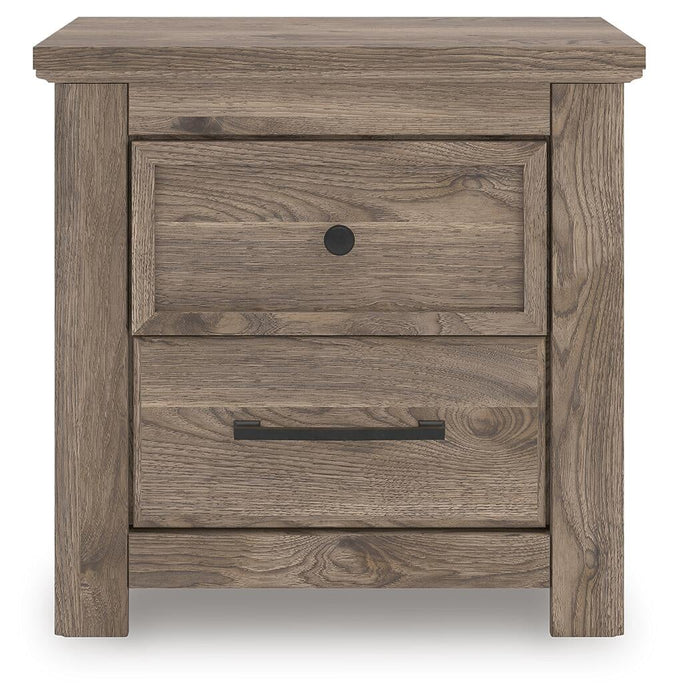 Rusticott King Panel Bed with Mirrored Dresser and Nightstand