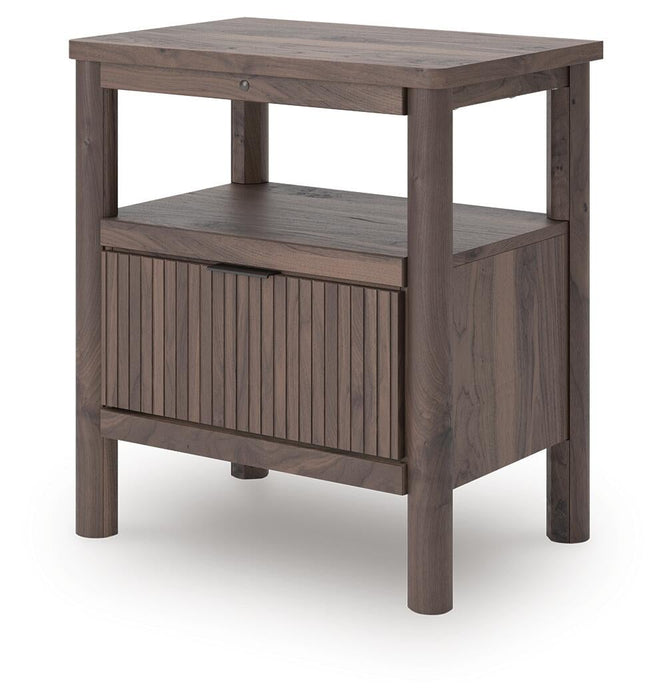 Pamytta Full Upholstered Panel Bed, Dresser, Mirror and Nightstand