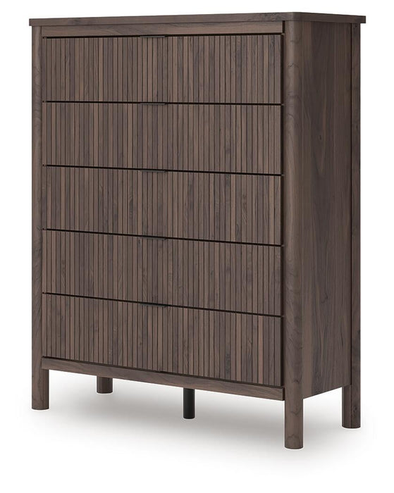 Pamytta Twin Upholstered Panel Bed, Dresser, Mirror, Chest and Nightstand
