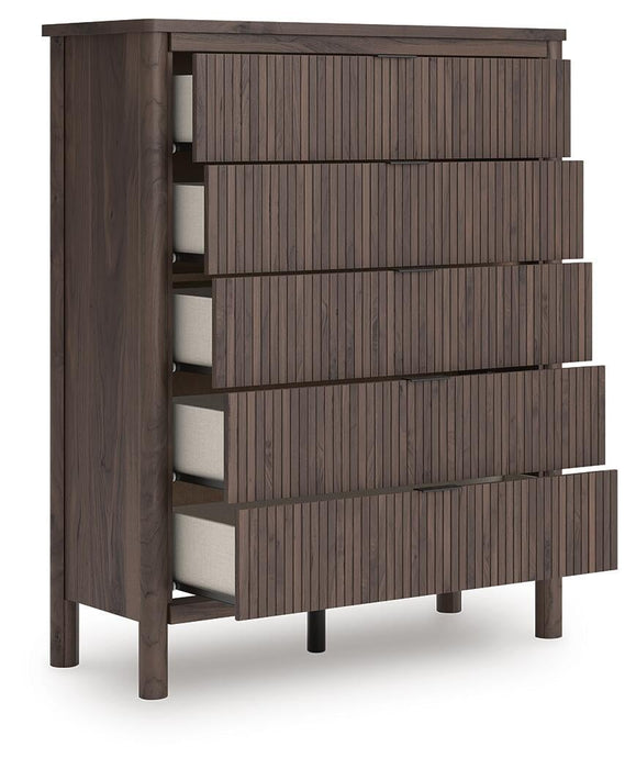 Pamytta Queen Panel Bed, Dresser, Mirror, Chest and Nightstand