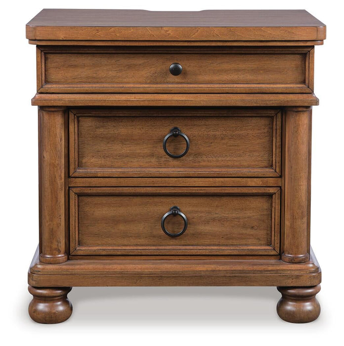 Rowlenstown King Poster Bed with Mirrored Dresser and Nightstand