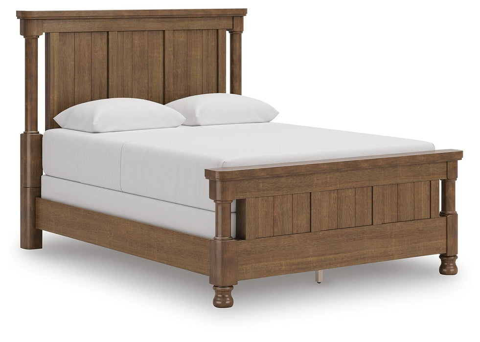 Rowlenstown Queen Poster Bed with Mirrored Dresser and Nightstand