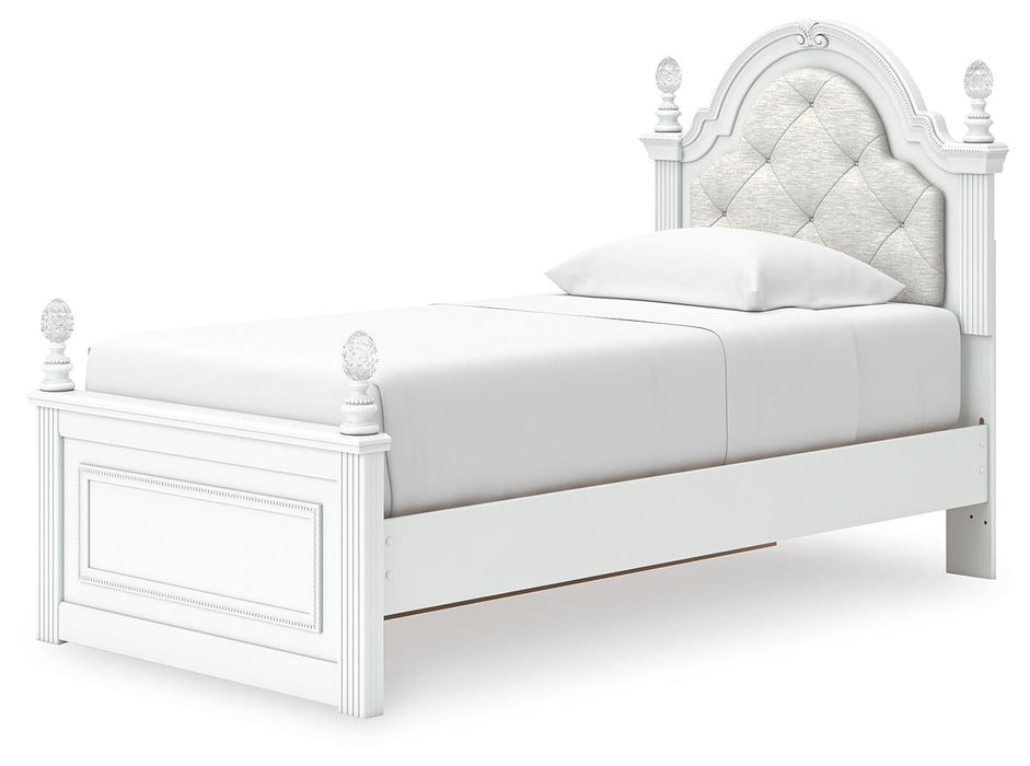 Kozlani Twin Upholstered Panel Storage Bed, Dresser, Mirror and Nightstand