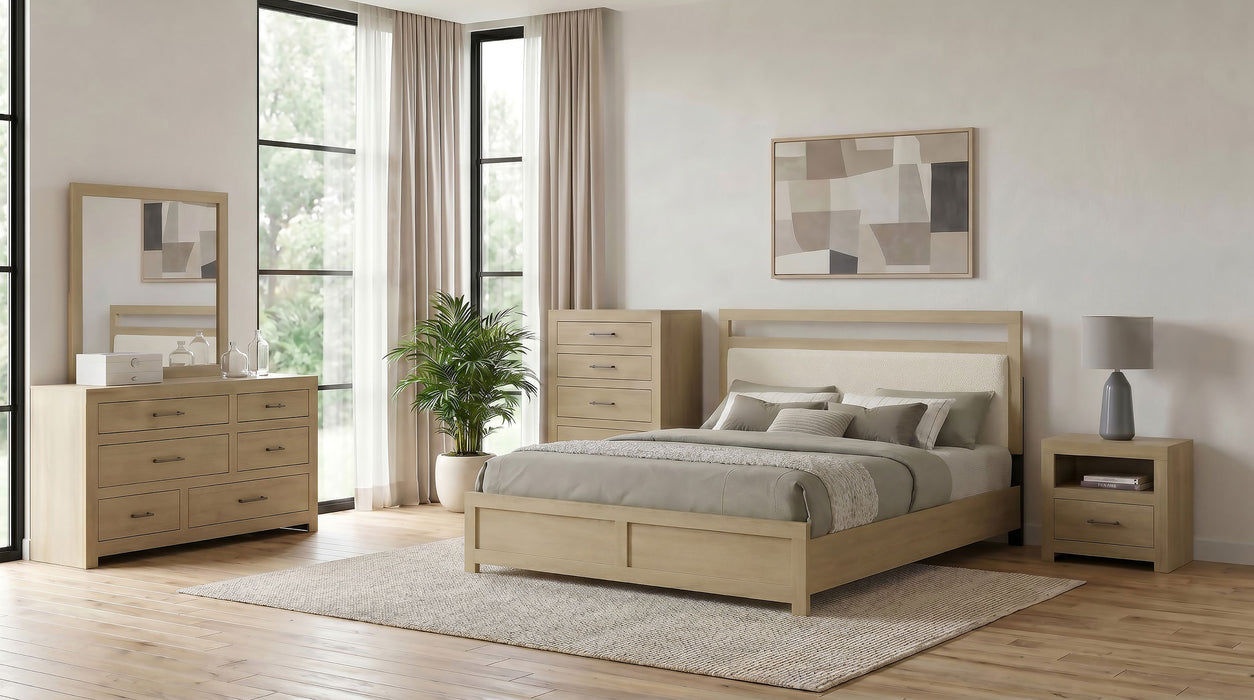 Hendricks California King Panel Headboard Platform Bed Light Oak