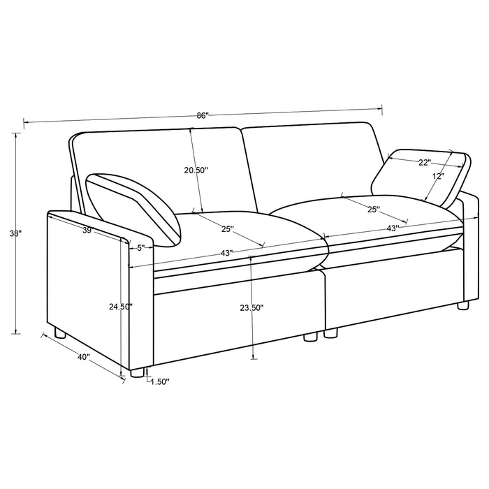 Collins Modular Power Loveseat Chocolate Brown