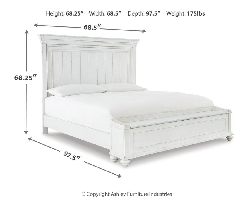 Kanwyn Queen Panel Bed with Storage with Mirrored Dresser, Chest and Nightstand