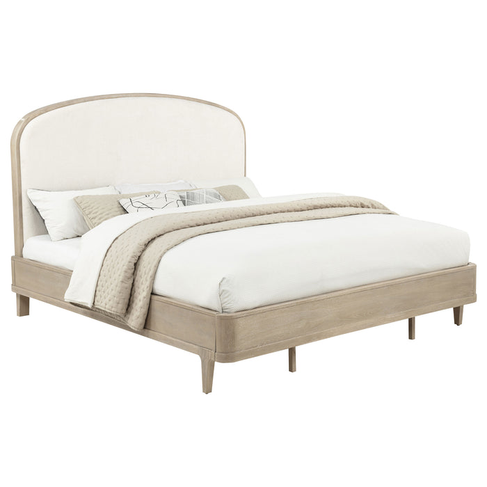 Lucaire California King Upholstered Panel Bed Sandstone