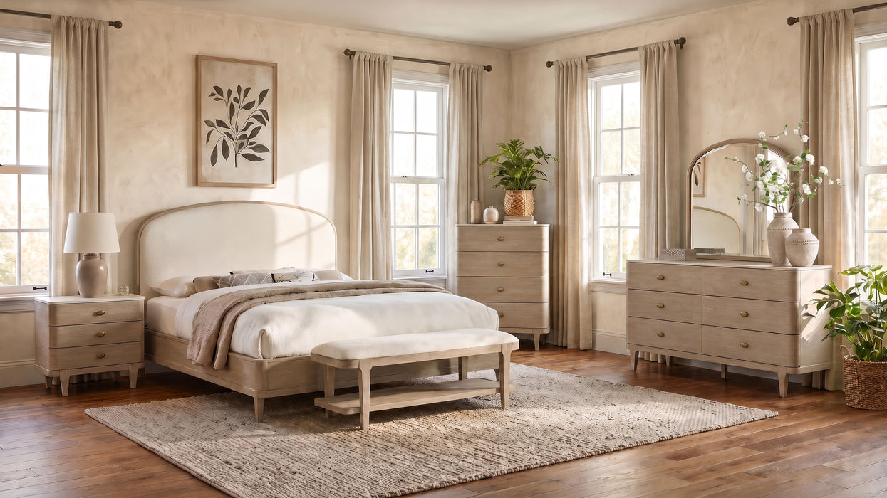 Lucaire 6-drawer Dresser Cabinet with Mirror Sandstone