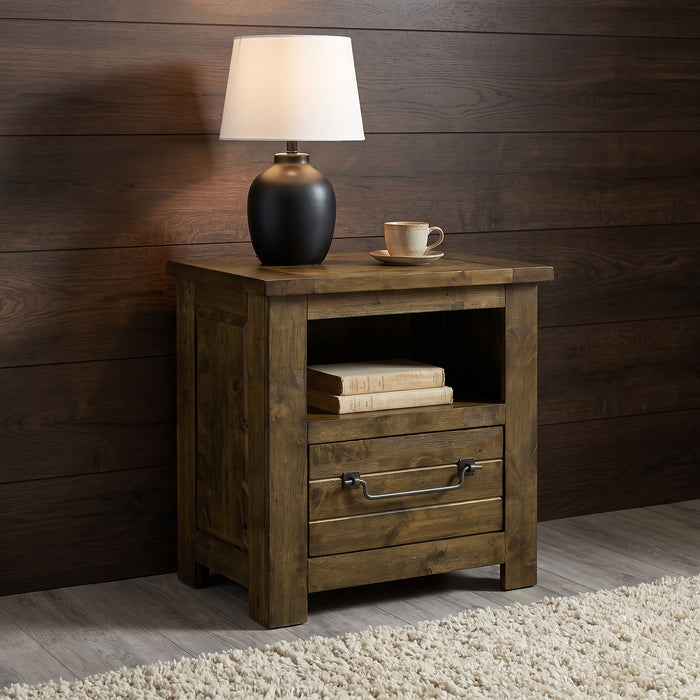 Doherty 1-drawer Nightstand Bedside Table Rustic Brown