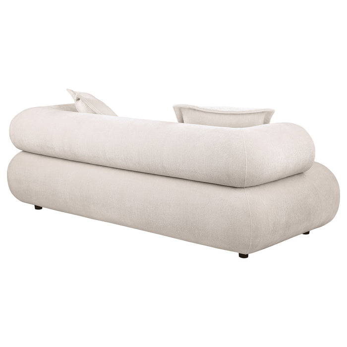 Eskola 3-seat Chenille Sofa with Rounded Shelter Arms Ivory