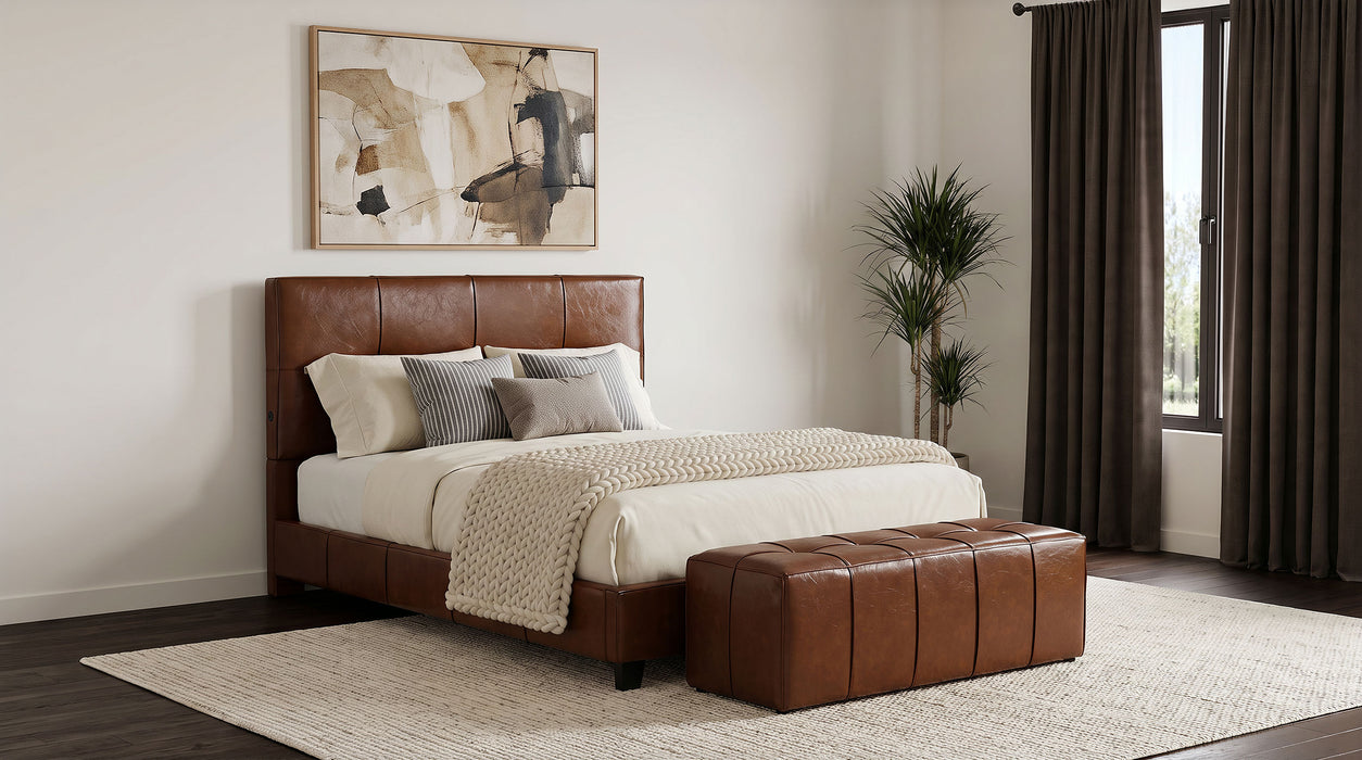 Farrell Leatherette Upholstered Bench Brown