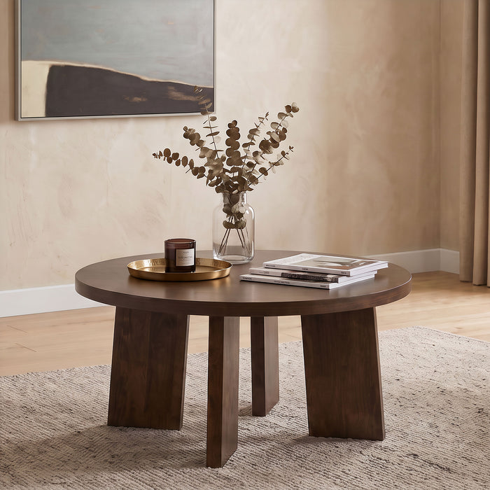 Strouse Contemporary Round Coffee Table in Walnut