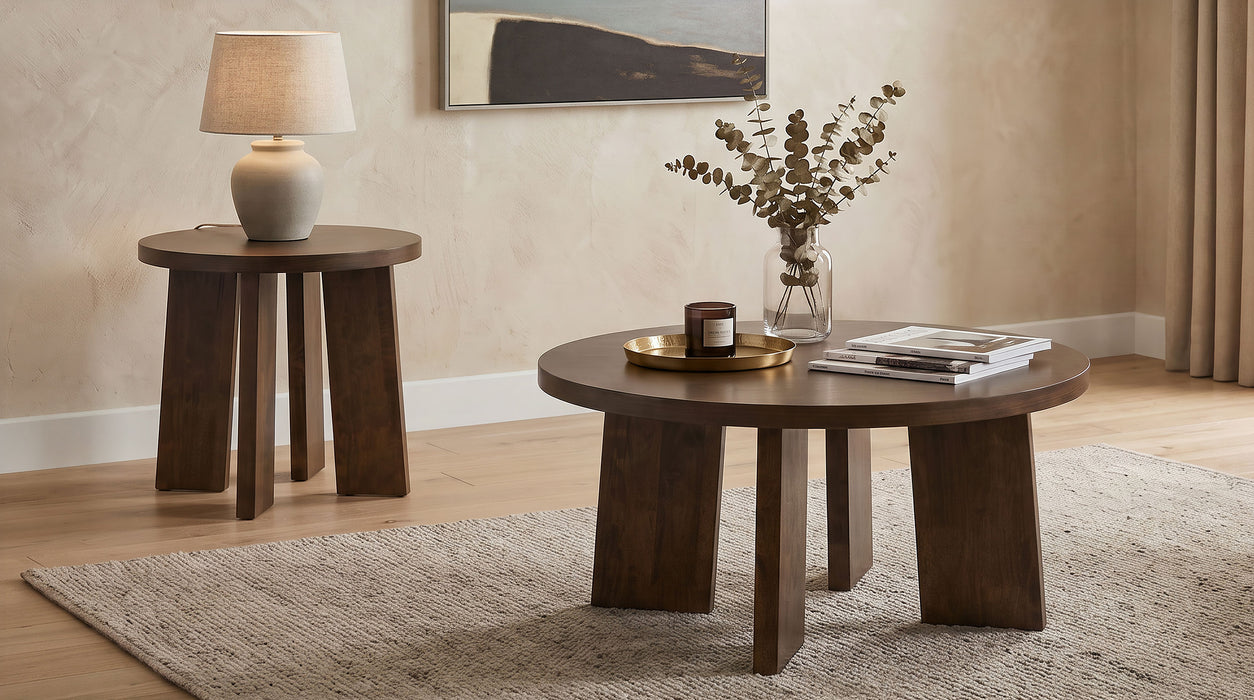 Strouse Contemporary Round Coffee Table in Walnut