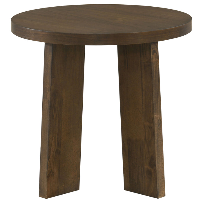 Strouse 3-Piece Round Coffee and End Table Set in Walnut