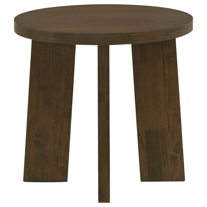 Strouse 3-Piece Round Coffee and End Table Set in Walnut